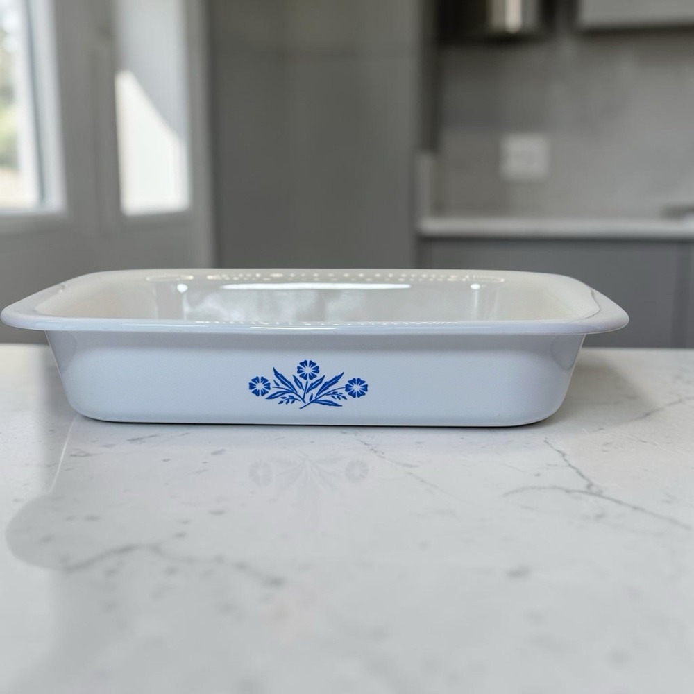 VTG 80s Corning Ware A-21 Blue Cornflower Roaster Baking Dish NOS USA Never Used